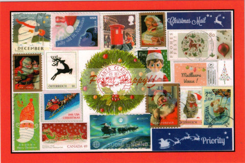 Christmas Stamps Postcard