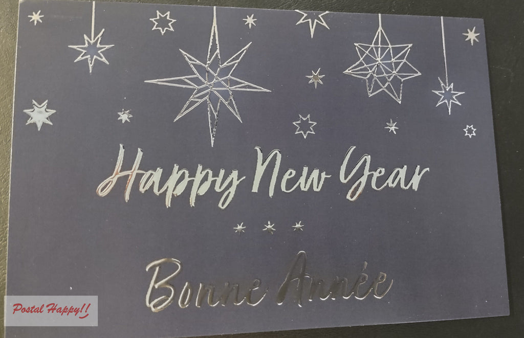 EMBOSSED Happy New Year Bonne Année Postcard