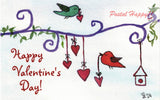 Happy Valentine's Day Watercolor Postcard