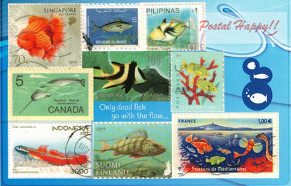 Fishes of World Stamps Postcard