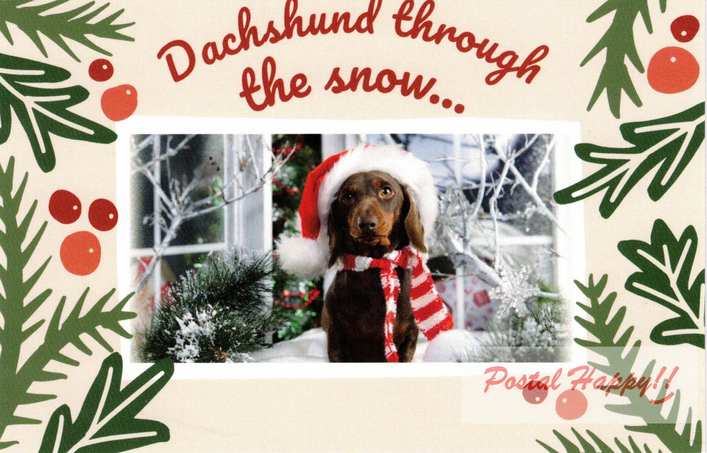 Dachshund Through the Snow Postcard