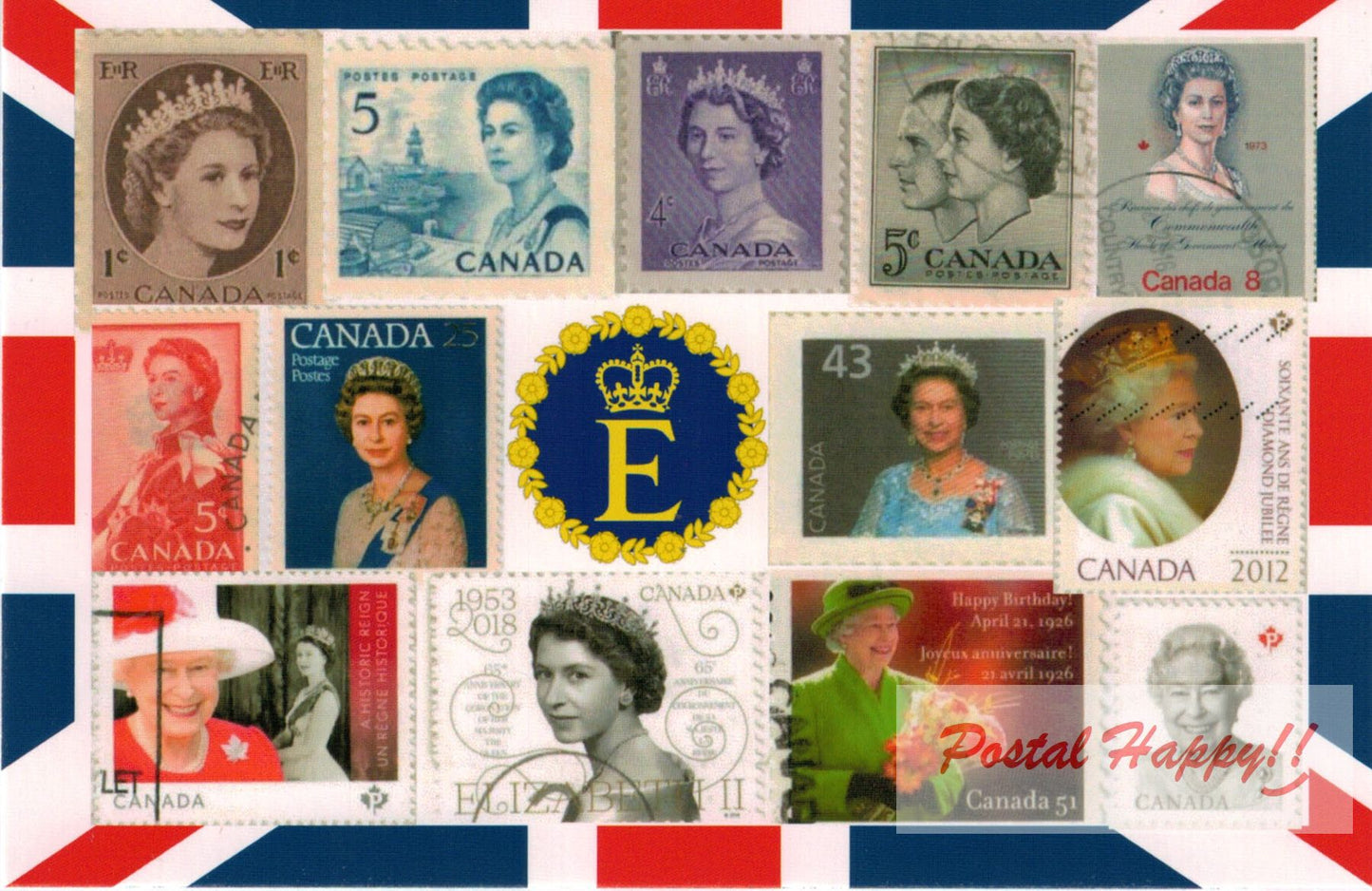 Queen Elizabeth Stamps Postcard