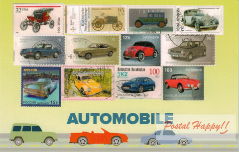 Cars of the World Stamps Postcard