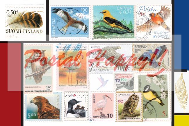 World Birds Stamps Postcard